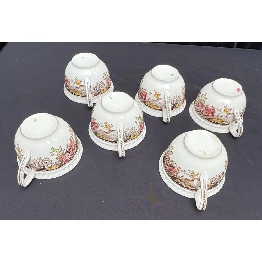 6 Johnson Bros. Devonshire Coffee Tea Cups Mugs Made in England -A83
